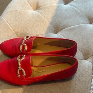 Talbots Red Flats with Gold Detailing